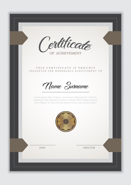 Certificado de plantilla de diploma, ilustración vectorial