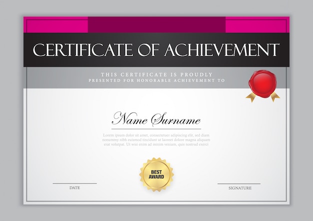 Certificado de plantilla de diploma, ilustración vectorial