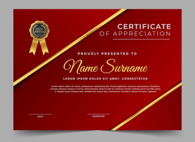 Certificado de plantilla de diseño de apreciación