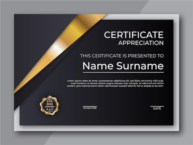 Certificado de plantilla de diseño de apreciación