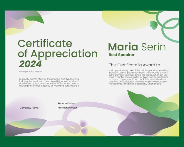 Certificado con plantilla de diseño minimalista