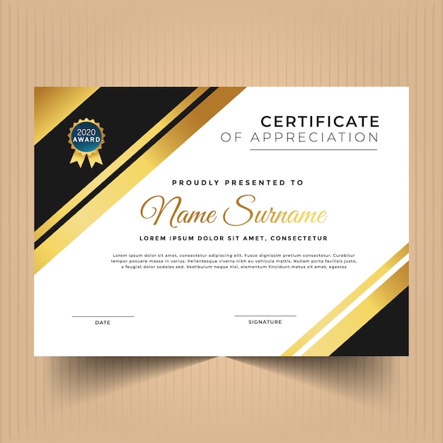 Certificado de plantilla de diseño de reconocimiento