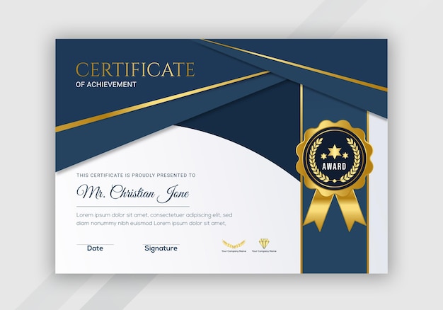 Certificado Plantilla Elegante Vector Premium