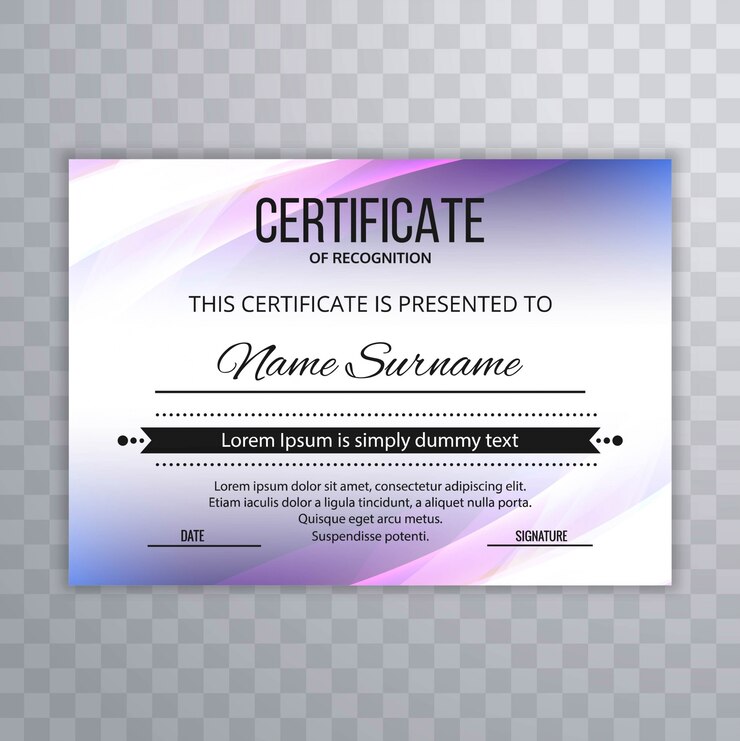 Vector certificado plantilla premium premios diploma diseño colorido ola