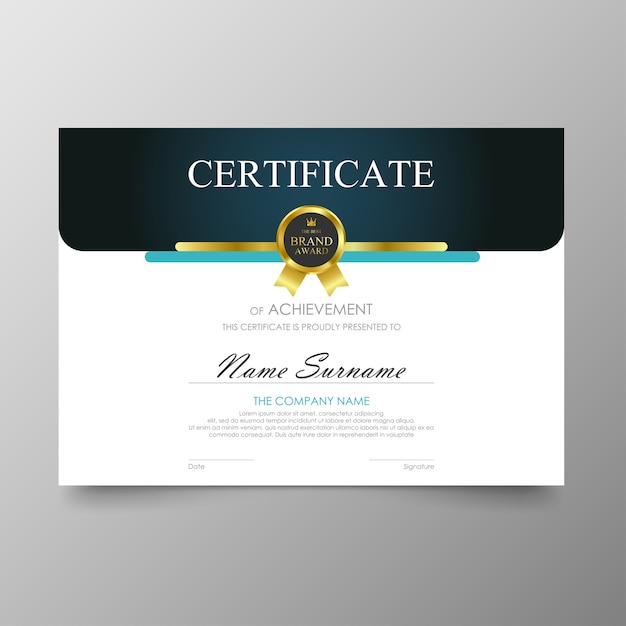 Vector certificado plantilla premium premios diploma de fondo de valor y diseño de lujo