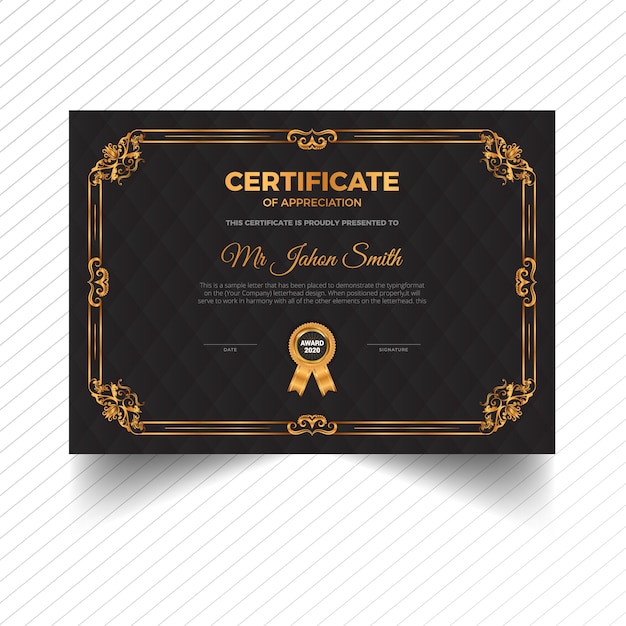 certificado de plantilla