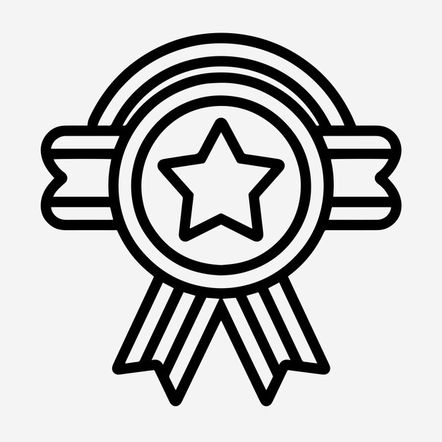 Certificado de premio cinta insignia lineal contorno icono vector