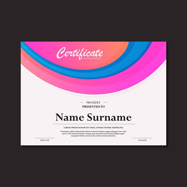certificado de premio de resumen colorido