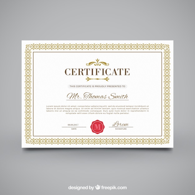 Certificado de reconocimiento ornamental