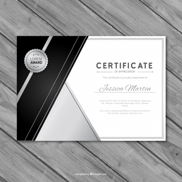 Vector certificado de reconocimiento plateado