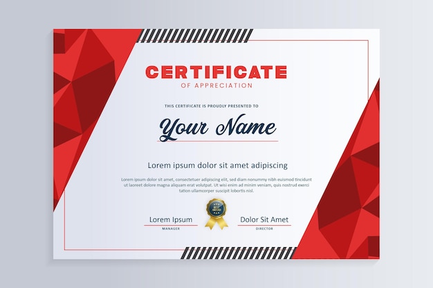 certificado rojo moderno