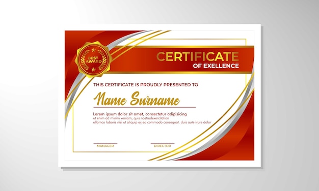 un certificado rojo y naranja para un certificado de educación