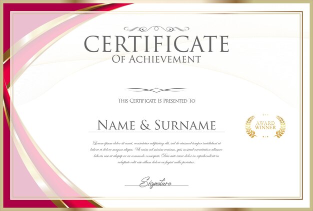 Certificado con sello dorado y borde de diseño de colores