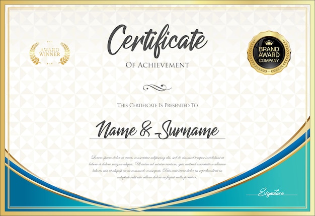 Certificado con sello dorado y borde de diseño de colores