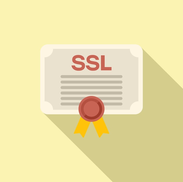 Vector certificado ssl diploma icono vector plano datos web seguridad candado