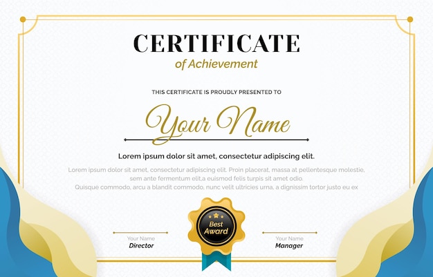 un certificado para su certificado de logro