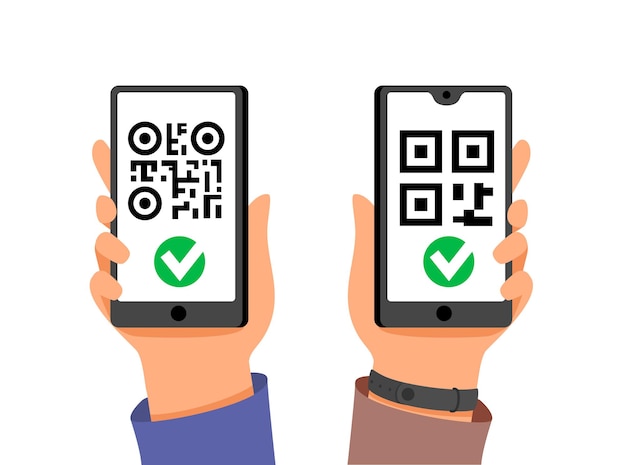 Certificado de vacunación en el código QR de la pantalla del teléfono móvil. Resultado de la prueba de la aplicación de pasaporte Covid-19.