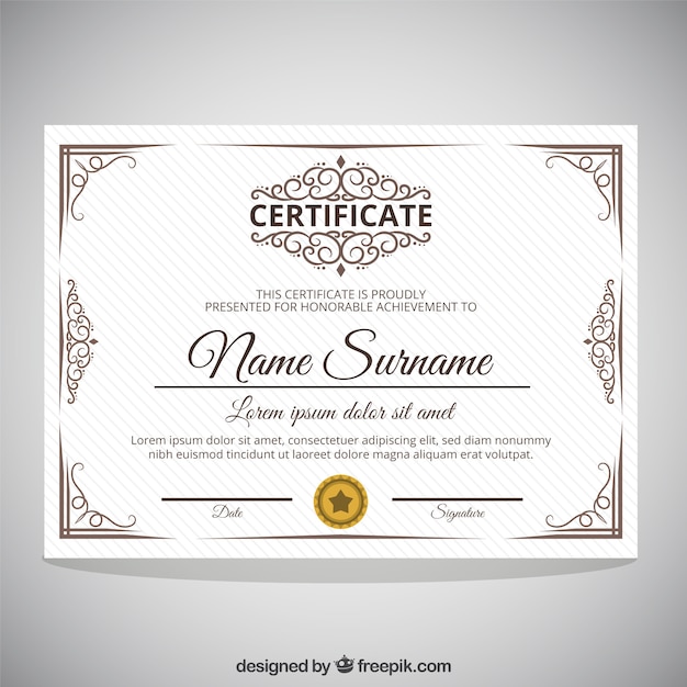 certificado de la vendimia ornamental