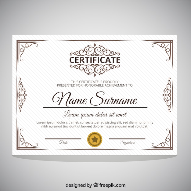 Certificado de la vendimia ornamental