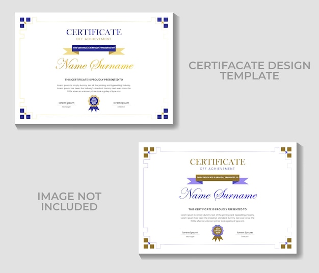 Vector certificados de recompensa por logros y plantillas para certificados de agradecimiento