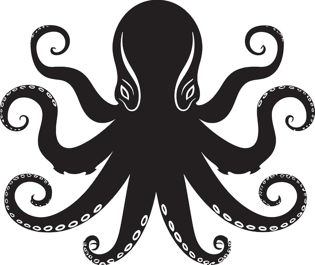 Cerulean Canvas Black Vector Octopus Logos Diseño Desvelado en 90 palabras Místico Marítimo A 90 palabras
