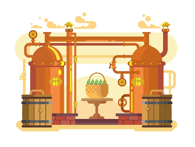 Cervecería cerveza diseño plano