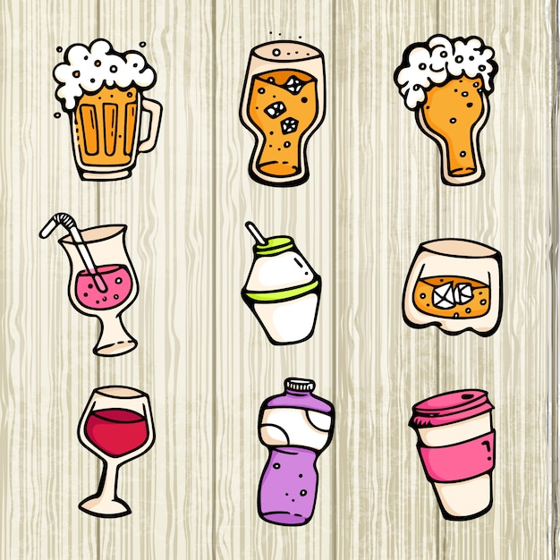 Cerveza alcohol vino vaso de bebida de dibujos animados lindo y taza set de colección