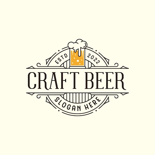 Cerveza artesanal Retro Vintage logo