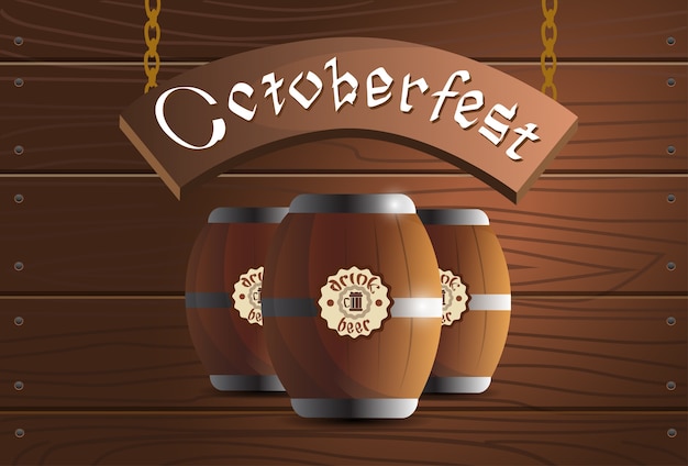 Cerveza barril de madera oktoberfest festival banner