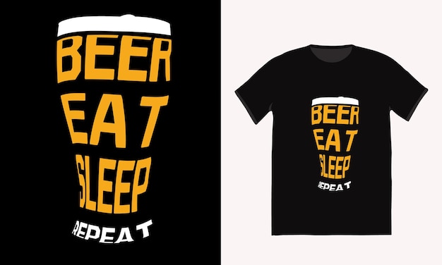 Cerveza comer dormir repetir diseño de camiseta