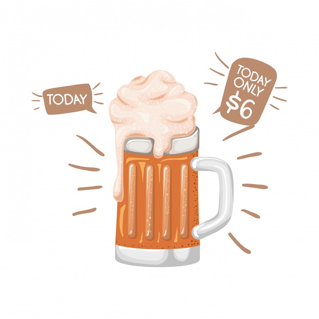 Cerveza con espuma icono aislado