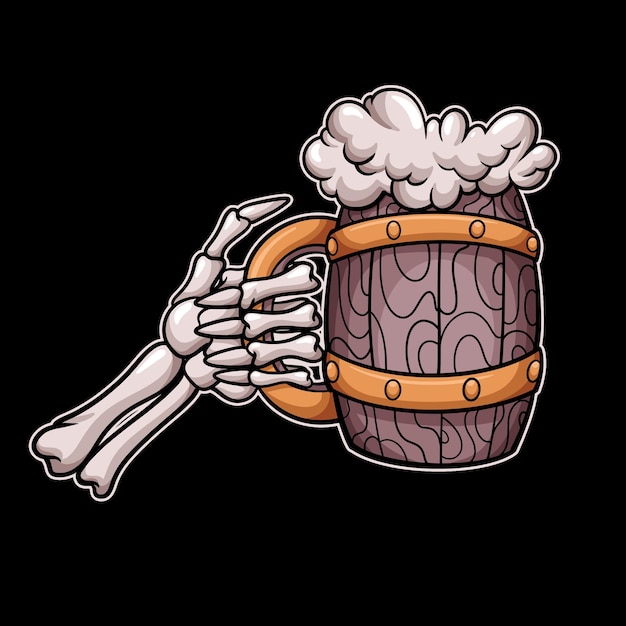 Vector cerveza skull hand