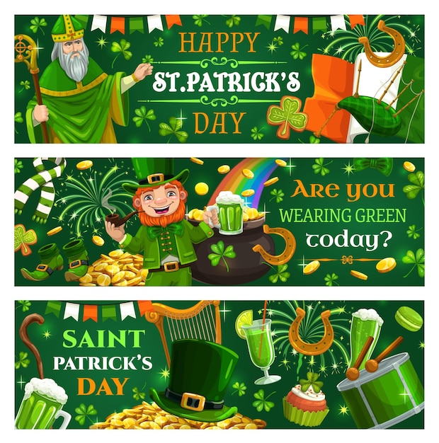 Vector cerveza y tesoros de duendes del día de san patricio