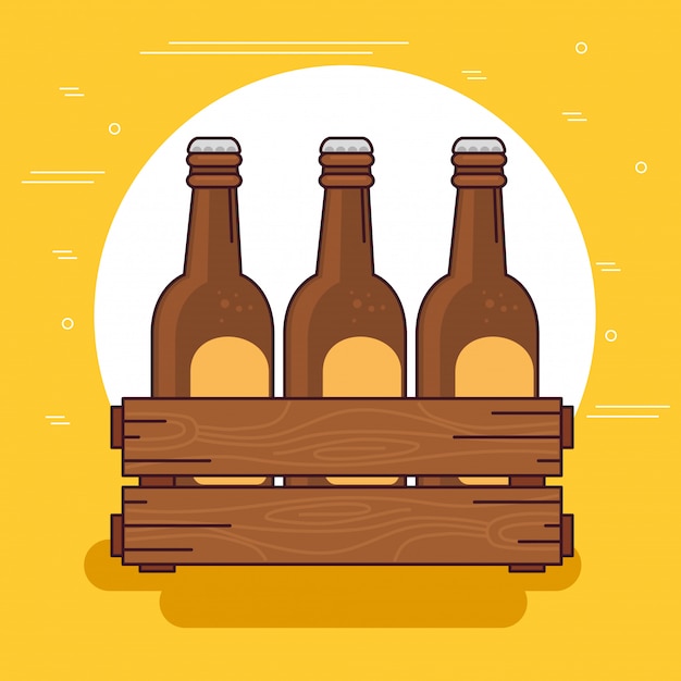 Cervezas en la caja de madera,