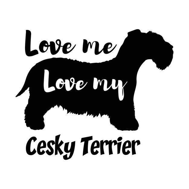 Cesky Terrier me ama el amor de mi perro vector silueta mascota