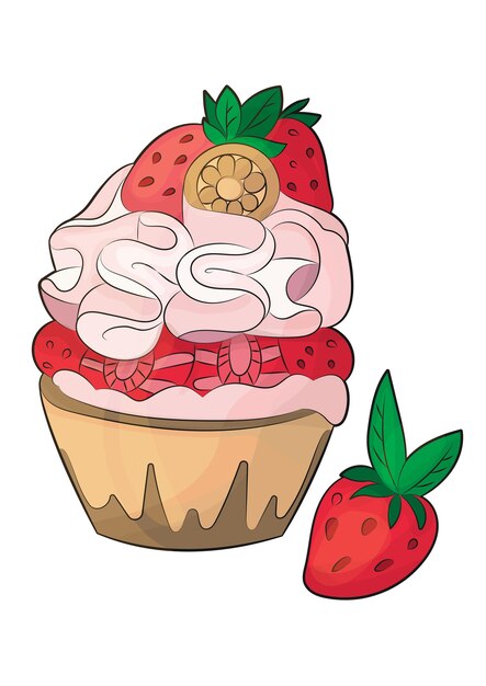 Cesta de arena con nata y fresas Postre de frutos rojos