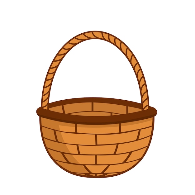 Cesta Cesta tejida para setas frutas bayas Vector de dibujos animados