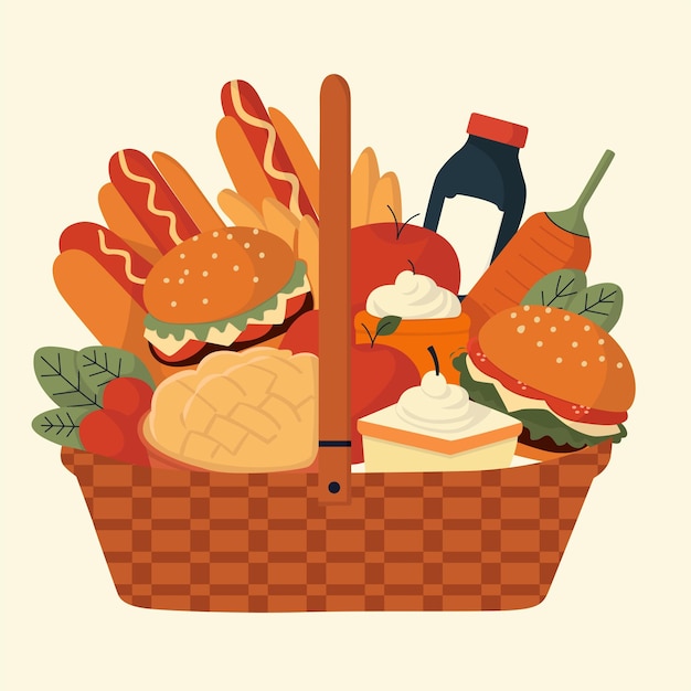Cesta de comida para picnic
