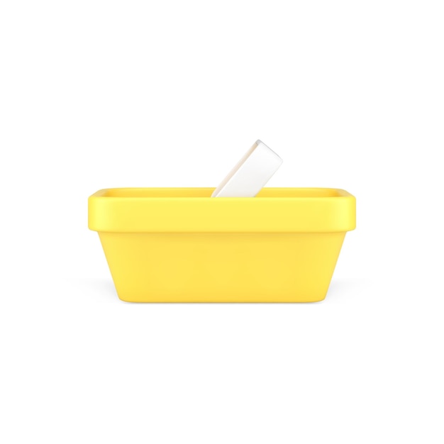 Cesta de la compra amarilla compra de comestibles con ilustración de vector de icono d realista