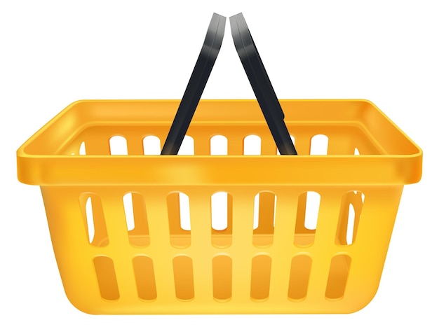 Cesta de compras Contenedor de plástico para comestibles Maqueta realista