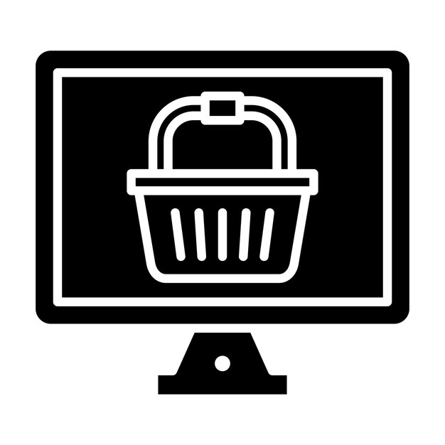 Cesta de compras en línea Glyph Ilustración negra sólida