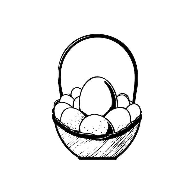 Cesta de huevo Icono de dibujo de mano color negro Lunes de Pascua elemento vectorial del logotipo y símbolo