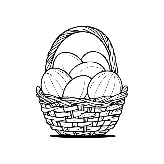 Cesta de huevo Icono de dibujo de mano color negro Lunes de Pascua elemento vectorial del logotipo y símbolo