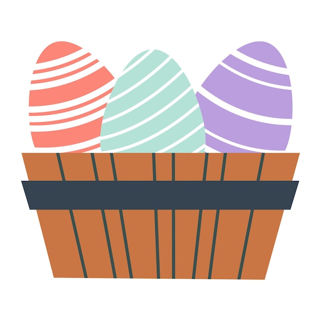 Cesta con huevos de Pascua Ilustración vectorial