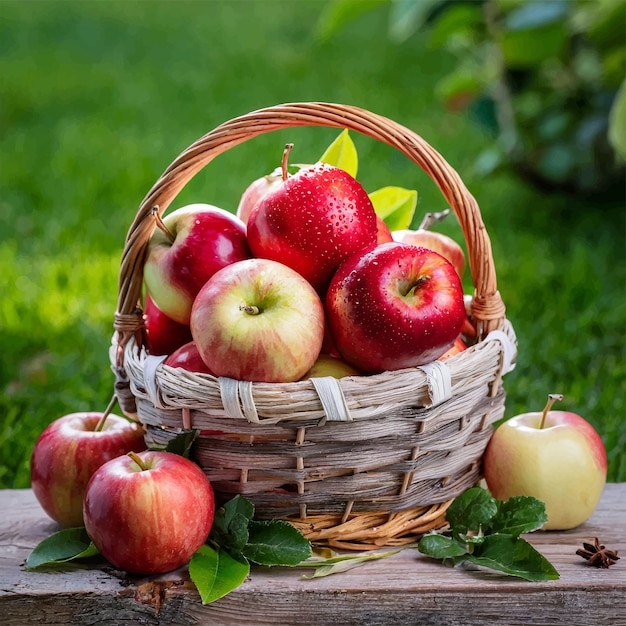 Cesta de manzanas rojas Cosecha de otoño Ilustración vectorial en estilo plano