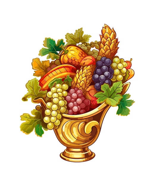 Cesta de mimbre de vector con ilustración de vector de frutas