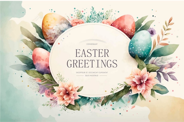 Cesta de Pascua con huevos y conejito decorado con flores. Felices Pascuas