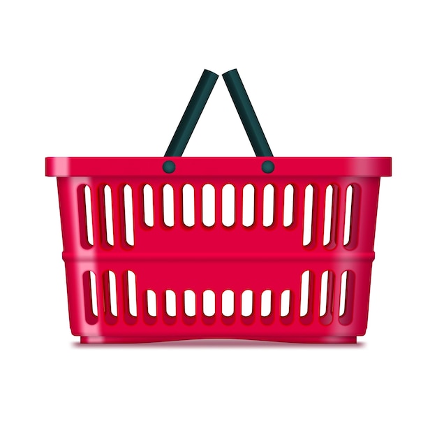 Cesta de supermercado de plástico rojo 3D en blanco