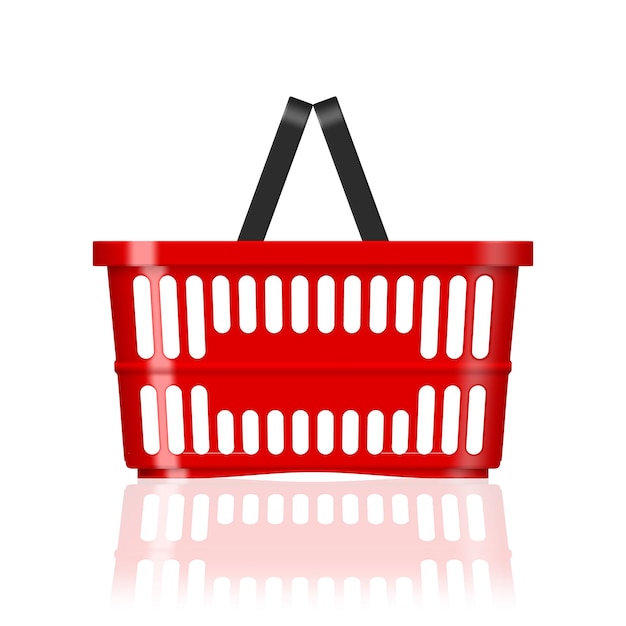 Cesta de supermercado de plástico rojo 3D en blanco