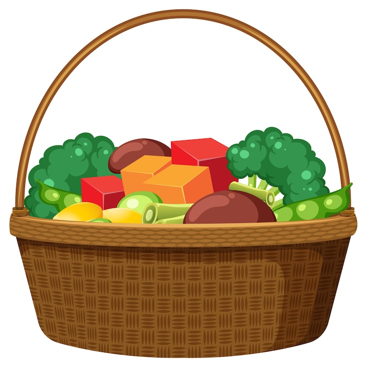 Vector cesta de verduras frescas
